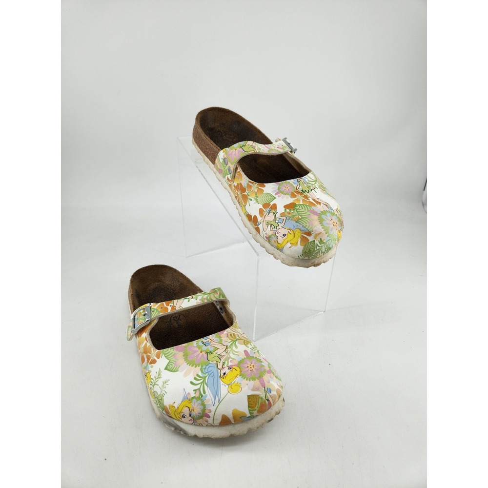 RARE Birkenstock Disney Tinker Bell Mary Jane Clogs Womens 35 White Floral Fairy